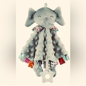 Baby Soft Security Blanket with Colorful Tags Teether Gray Elephant Small Size N